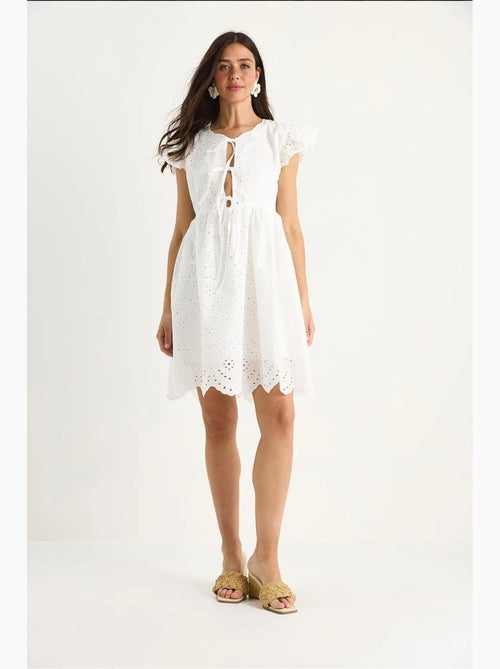 Mini-robe bianco avec nœud et doublure à œillets lucci - Kiabi Mini-robe bianco avec nœud et doublure à œillets lucci - Kiabi