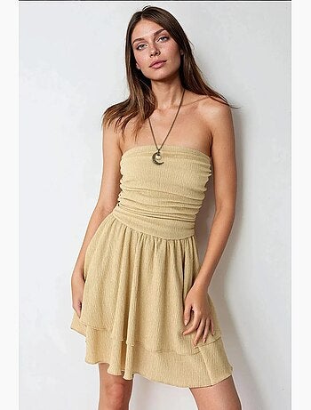 Mini-robe bustier texturée à volants hiccup