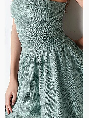 Mini-robe bustier texturée à volants hiccup