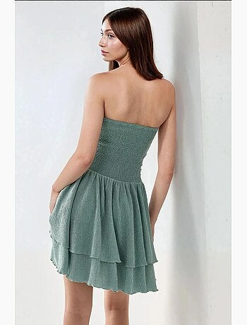 Mini-robe bustier texturée à volants hiccup