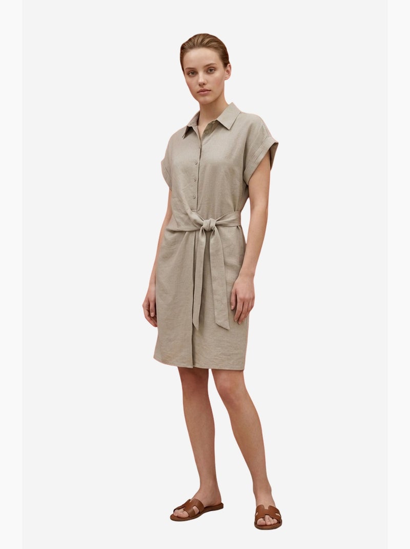 Mini robe-chemise en popeline de coton my fashion Beige argile - Kiabi