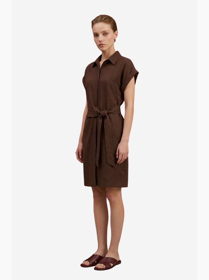 Mini robe-chemise en popeline de coton my fashion Marron - Kiabi