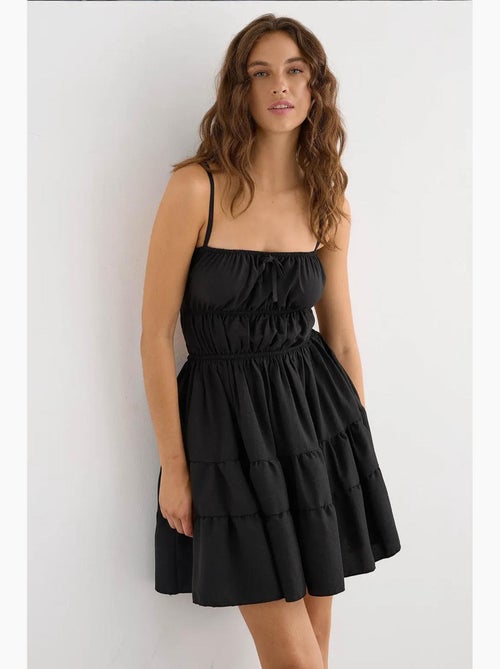 Mini-robe en coton avec détails noués hiccup - Kiabi