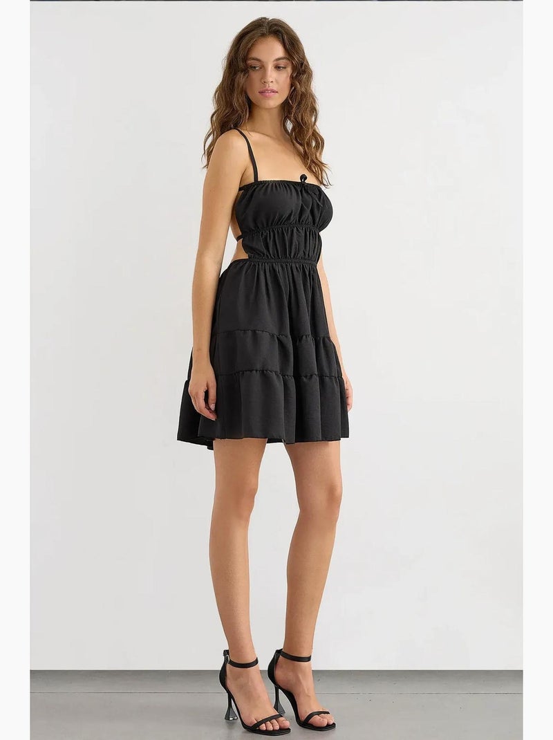 Mini-robe en coton avec détails noués hiccup Noir - Kiabi