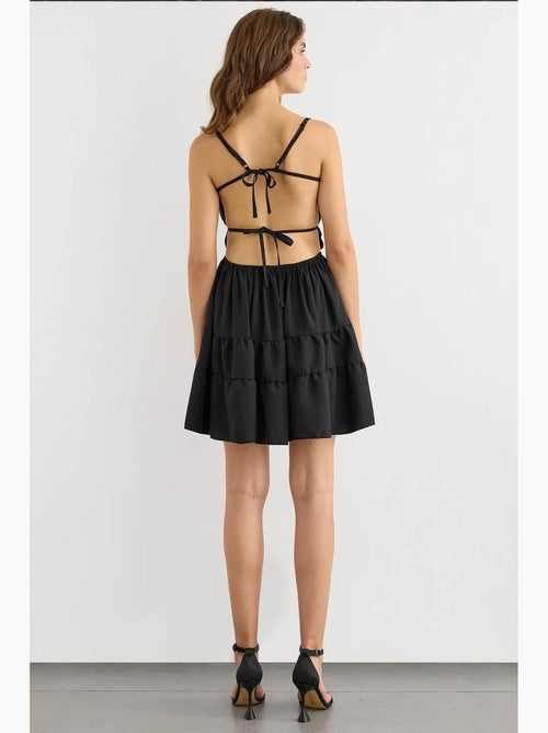 Mini-robe en coton avec détails noués hiccup - Kiabi
