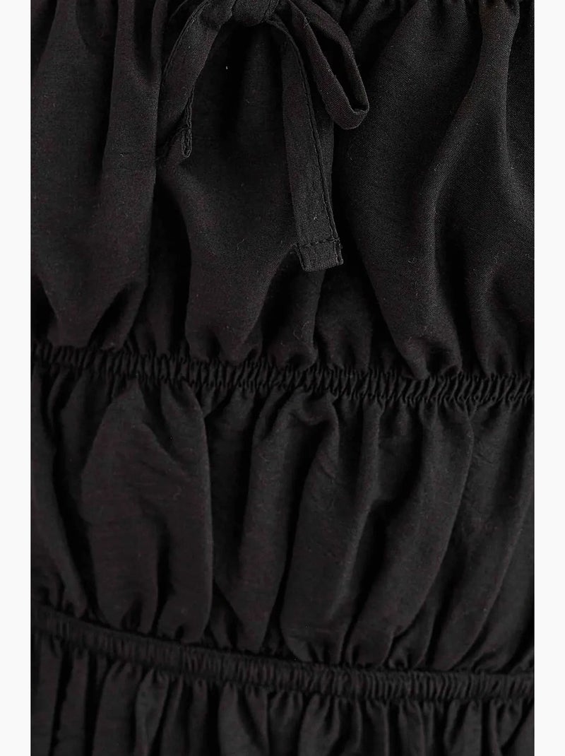 Mini-robe en coton avec détails noués hiccup Noir - Kiabi