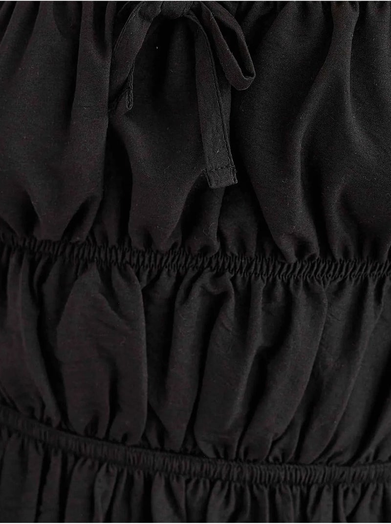Mini-robe en coton avec détails noués Noir - Kiabi
