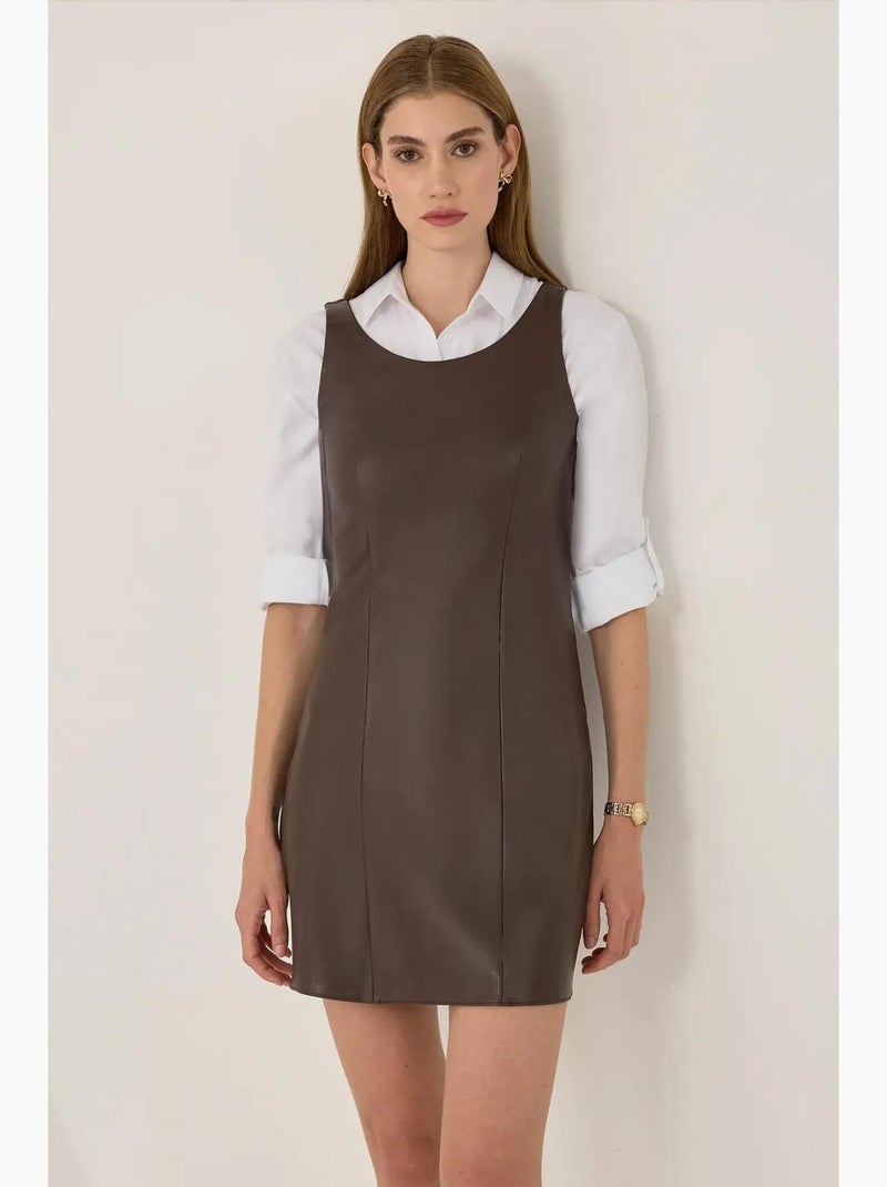 Mini-robe en similicuir hiccup Marron - Kiabi