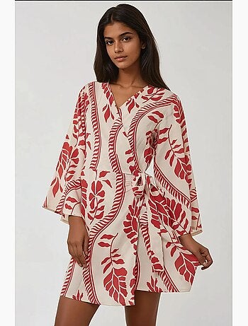 Mini-robe fleurie à col en v hiccup