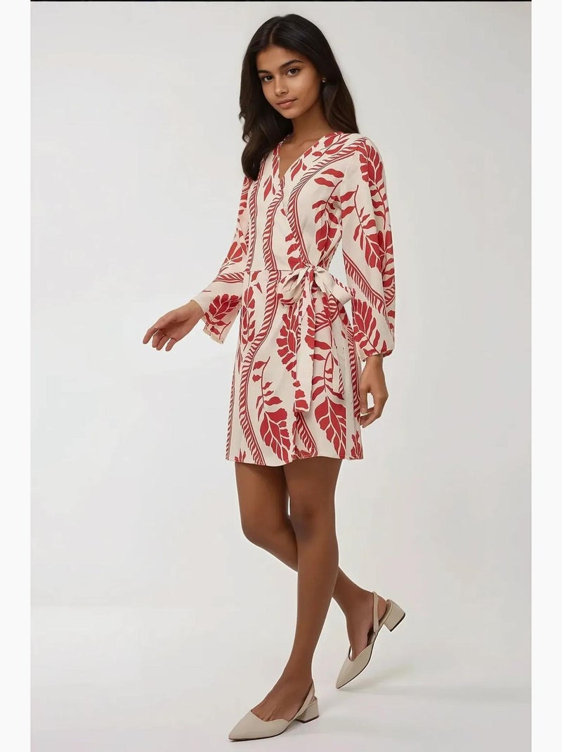 Mini-robe fleurie à col en v hiccup Multicolore - Kiabi
