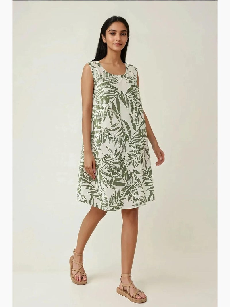 Mini-robe florale sans manches coupe a hiccup Vert - Kiabi