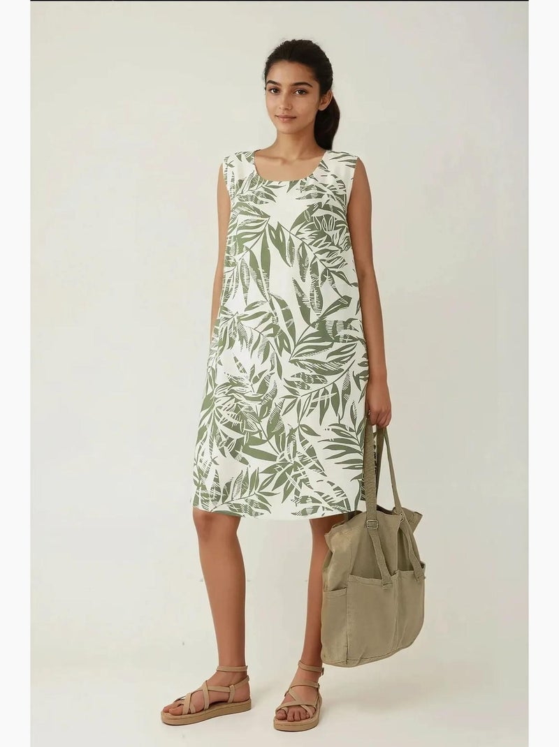 Mini-robe florale sans manches coupe a hiccup Vert - Kiabi
