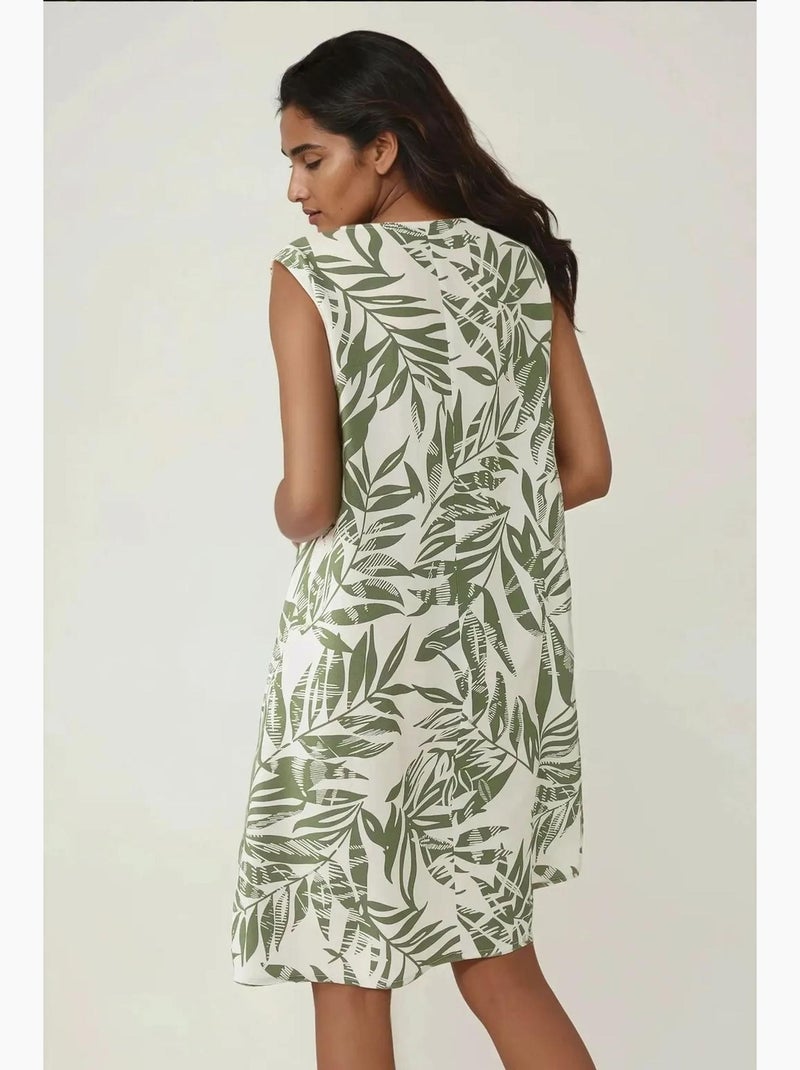Mini-robe florale sans manches coupe a hiccup Vert - Kiabi