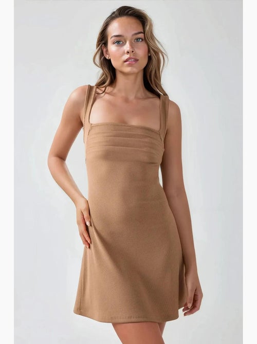 Mini-robe froncée à col carré hiccup - Kiabi