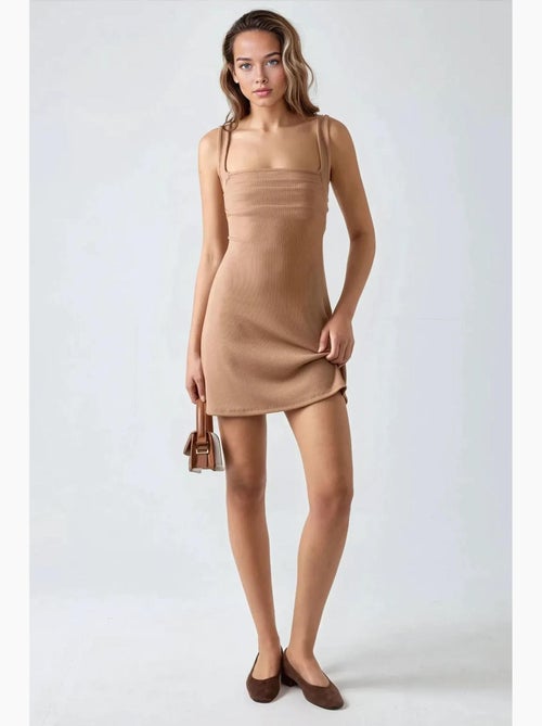 Mini-robe froncée à col carré hiccup - Kiabi
