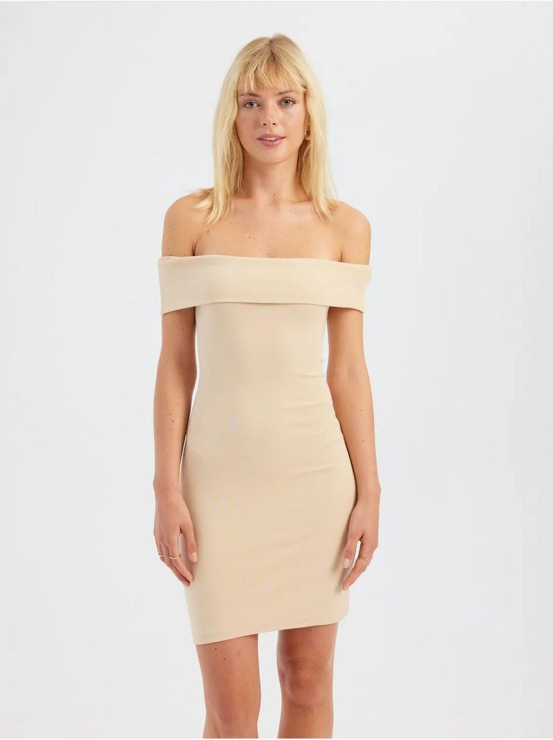Mini robe moulante à épaules dénudées hiccup Beige naturel - Kiabi