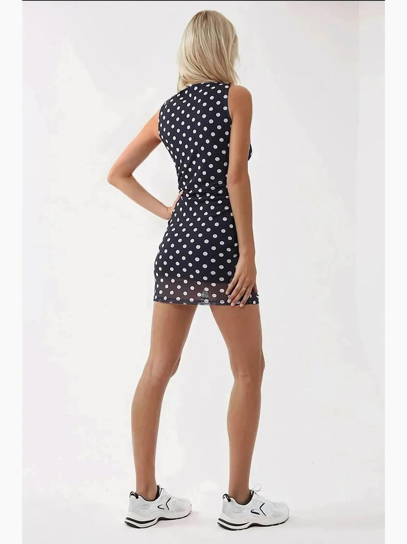 Mini-robe moulante à pois et col bateau hiccup Bleu marine - Kiabi
