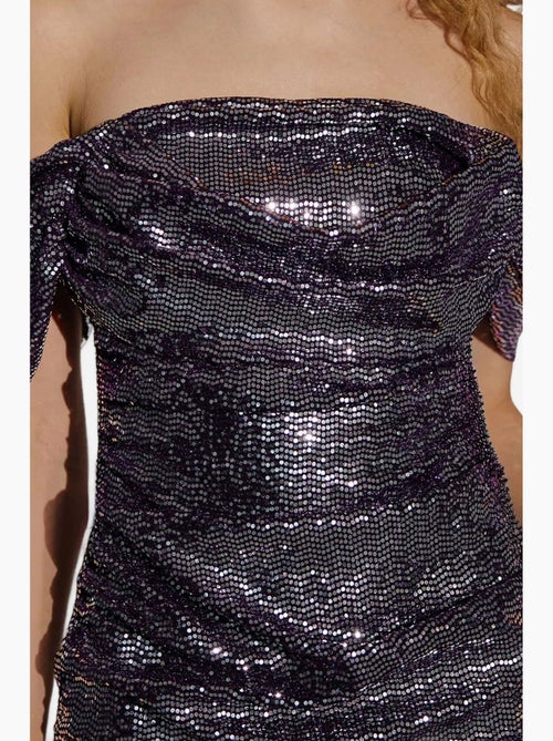 Mini-robe moulante à sequins et col bénitier hiccup - Kiabi Mini-robe moulante à sequins et col bénitier hiccup - Kiabi