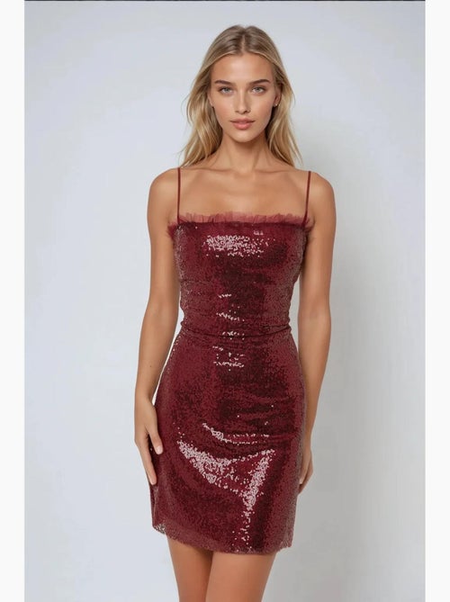 Mini robe moulante à sequins et col carré hiccup - Kiabi