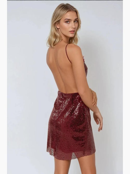 Mini robe moulante à sequins et col carré hiccup - Kiabi