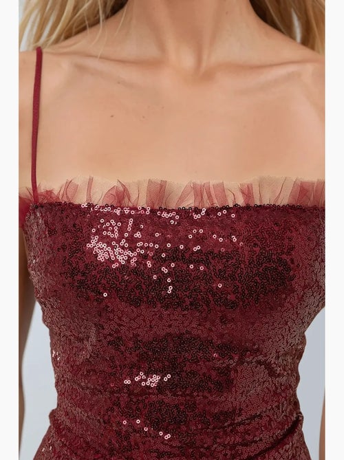 Mini robe moulante à sequins et col carré hiccup - Kiabi
