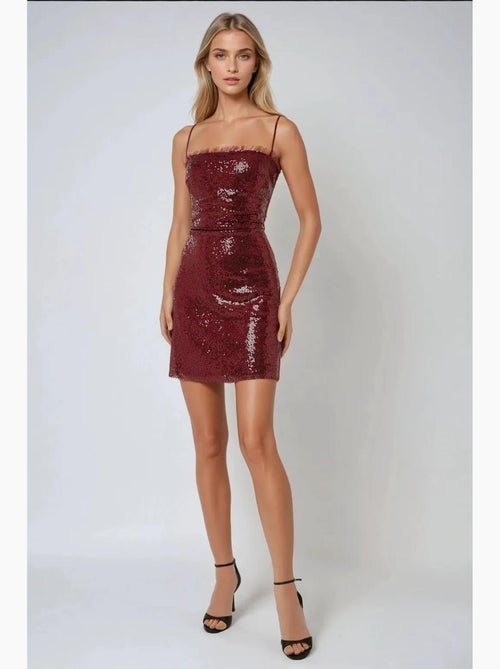 Mini robe moulante à sequins et col carré hiccup - Kiabi
