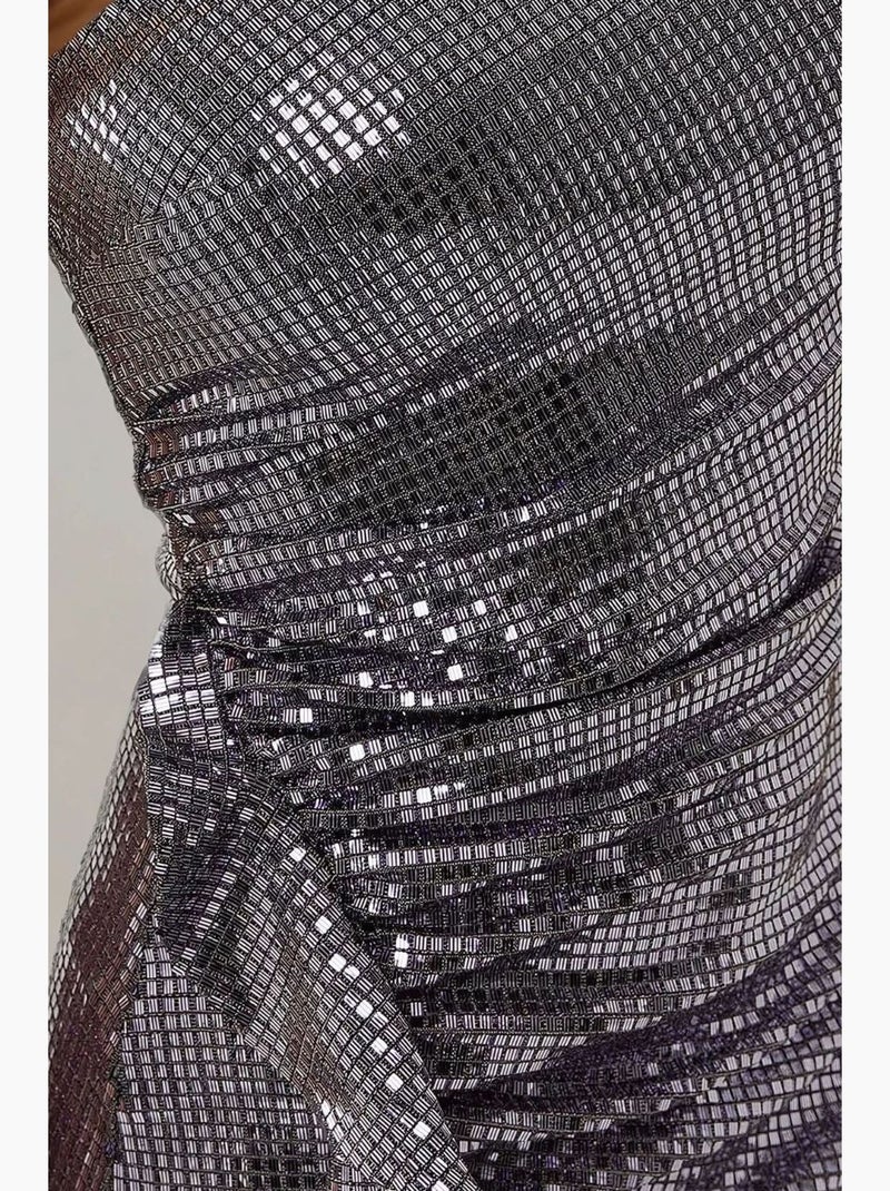 Mini-robe moulante à sequins sans bretelles avec détails drapés hiccup Argent - Kiabi