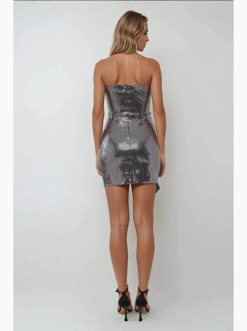 Mini-robe moulante à sequins sans bretelles avec détails drapés hiccup Argent - Kiabi
