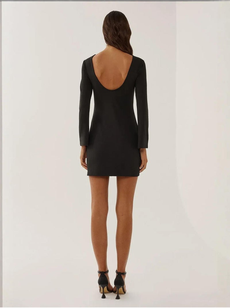 Mini-robe moulante avec décolleté dans le dos Noir - Kiabi