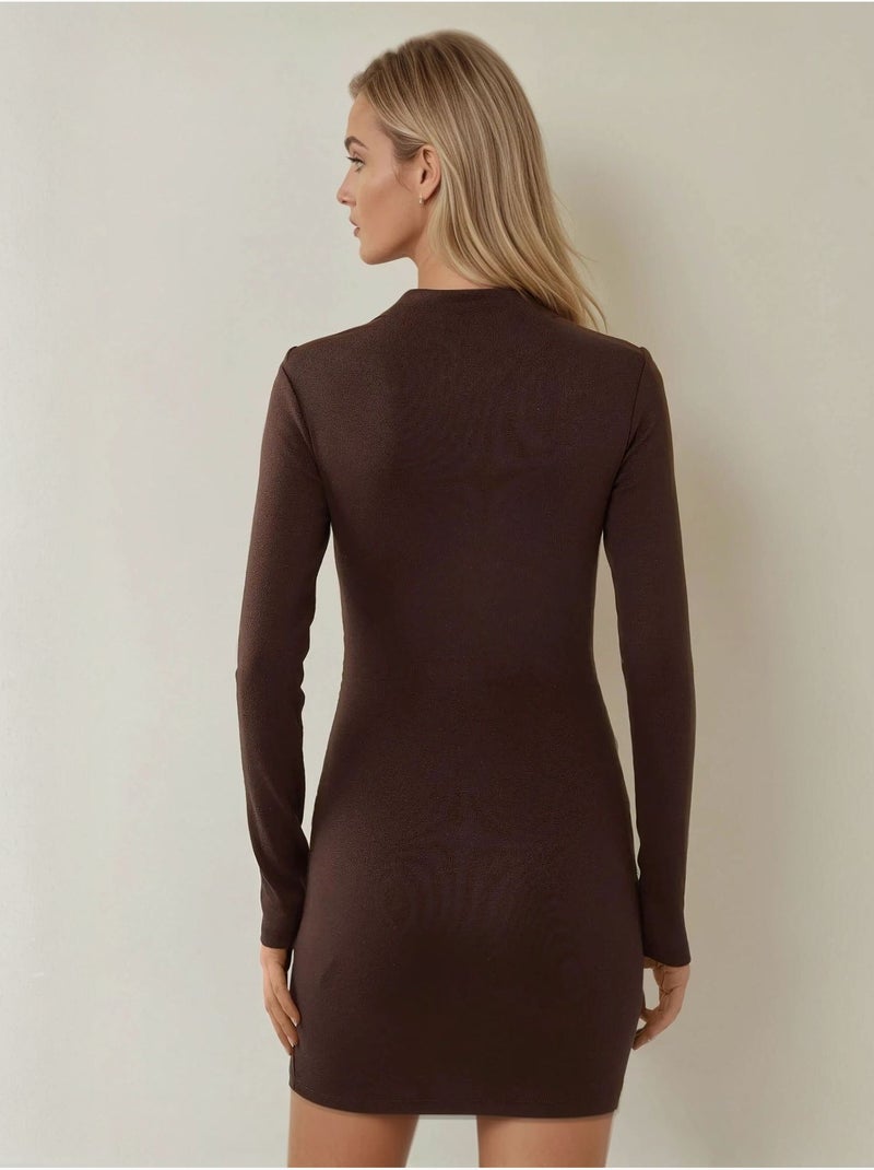 Mini-robe moulante en modal doux au toucher Marron foncé - Kiabi