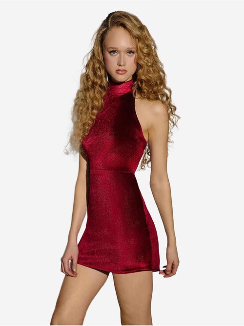 Mini-robe moulante en velours avec col licou - Kiabi Mini-robe moulante en velours avec col licou - Kiabi