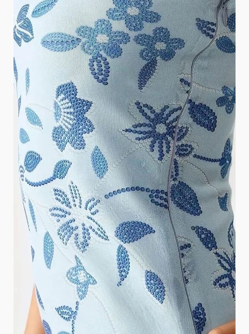 Mini-robe moulante texturée sans bretelles hiccup Bleu - Kiabi