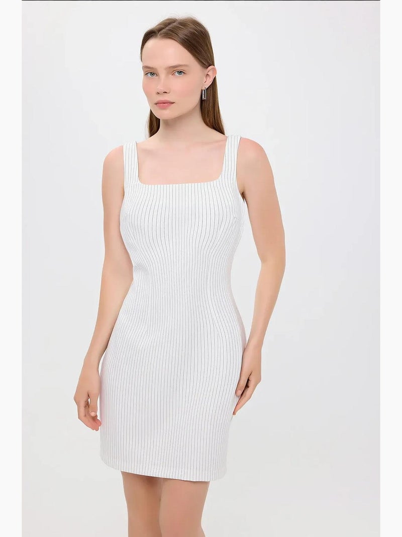 Mini-robe rayée sans manches à col carré hiccup Blanc - Kiabi