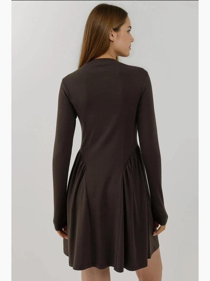Mini-robe texturée à col bateau hiccup Marron foncé - Kiabi