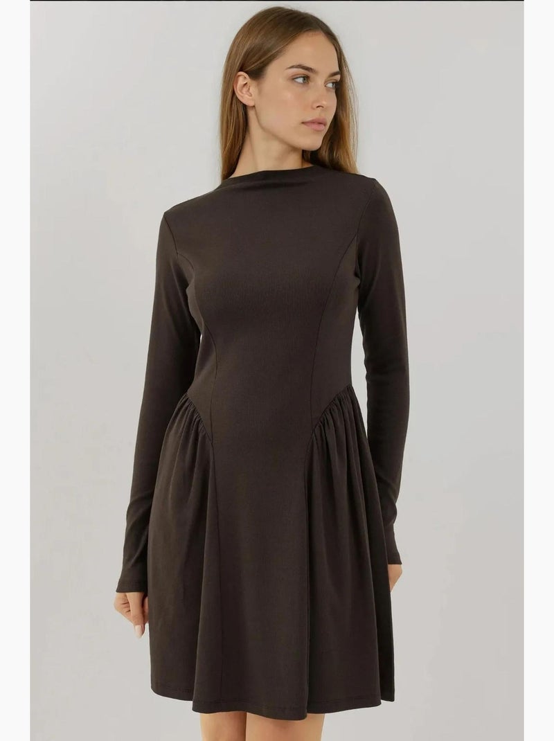 Mini-robe texturée à col bateau hiccup Marron foncé - Kiabi