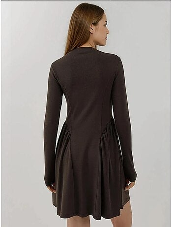 Mini-robe texturée à col bateau