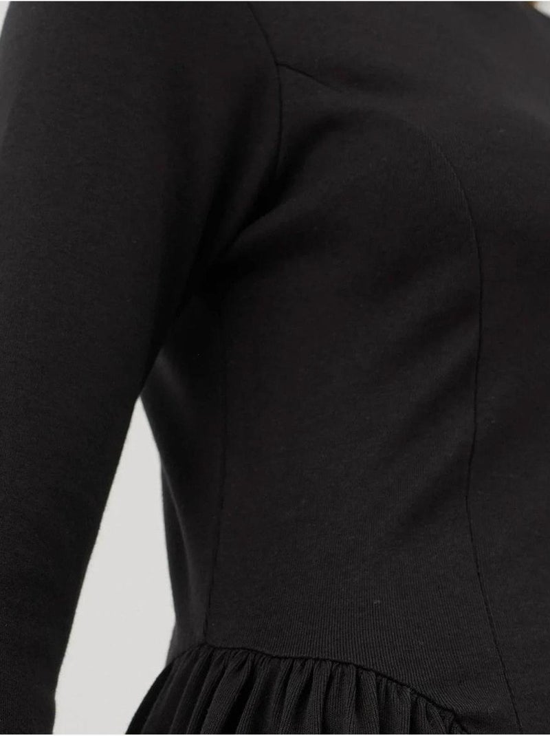 Mini-robe texturée à col bateau Noir - Kiabi