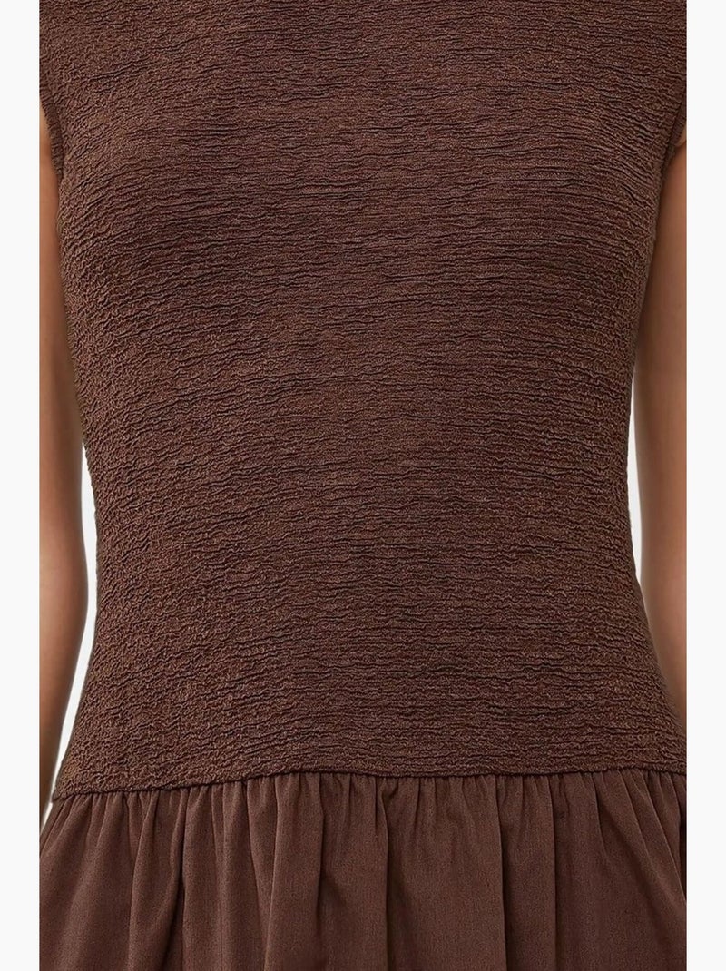 Mini-robe texturée à col ras du cou hiccup Marron - Kiabi