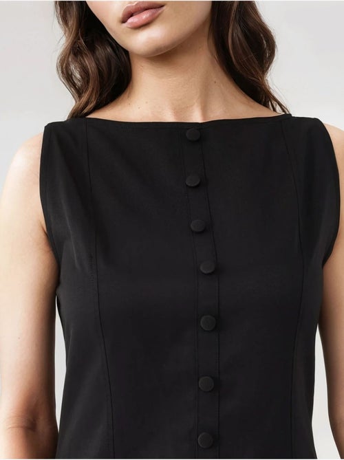 Mini-robe trapèze sans manches avec détails boutonnés hiccup - Kiabi Mini-robe trapèze sans manches avec détails boutonnés hiccup - Kiabi