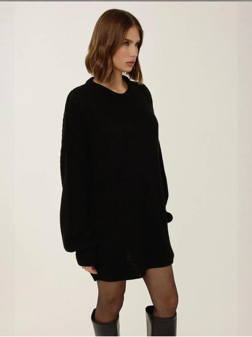 Mini-robe triko coupe décontractée à col rond - Kiabi