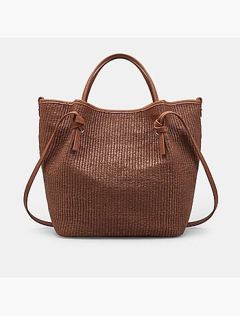 Mini sac shopper en raphia avec bandoulière Bata