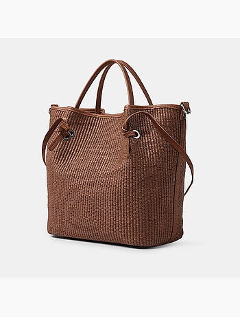 Mini sac shopper en raphia avec bandoulière Bata