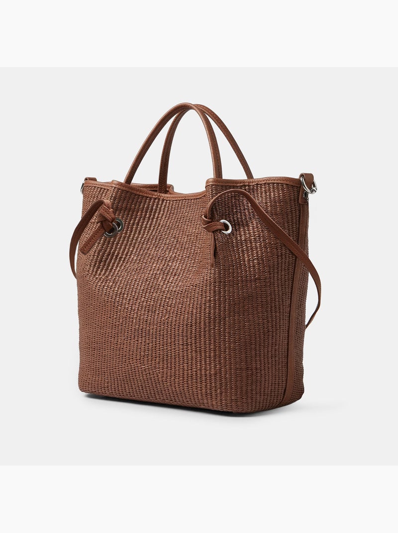 Mini sac shopper en raphia avec bandoulière Bata Marron - Kiabi