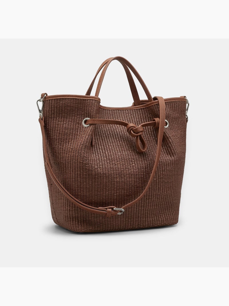 Mini sac shopper en raphia avec bandoulière Bata Marron - Kiabi