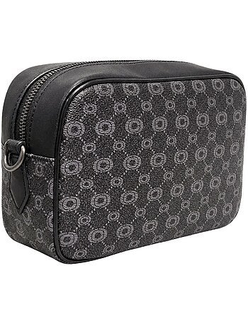 Mini sacoche Chabrand noir en toile enduite siglée garnie cuir