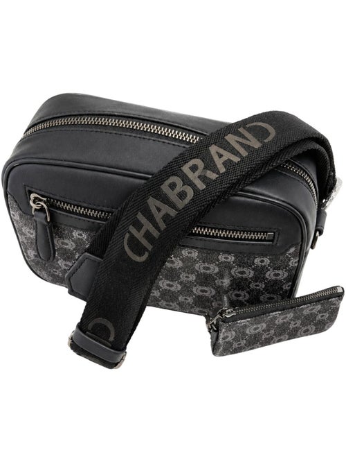 Mini sacoche Chabrand noir en toile enduite siglée garnie cuir - Kiabi