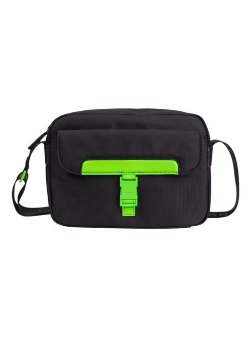 Mini-sacoche Chabrand noire & vert fluo en toile - Kiabi