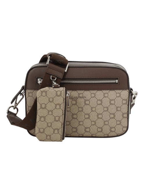 Mini sacoche marron en toile enduite siglée garnie cuir Chabrand - Kiabi