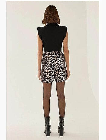 Mini short taille haute à imprimé léopard hiccup