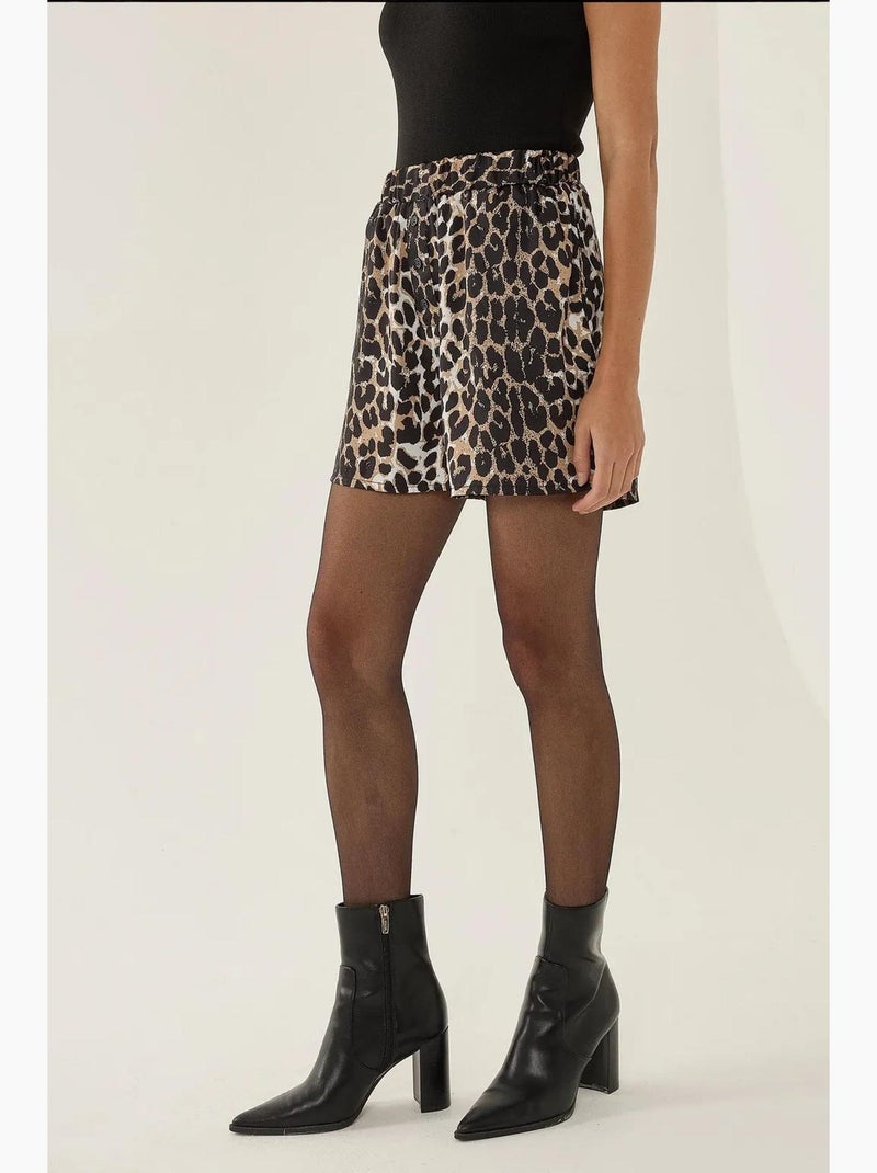 Mini short taille haute à imprimé léopard hiccup Marron - Kiabi